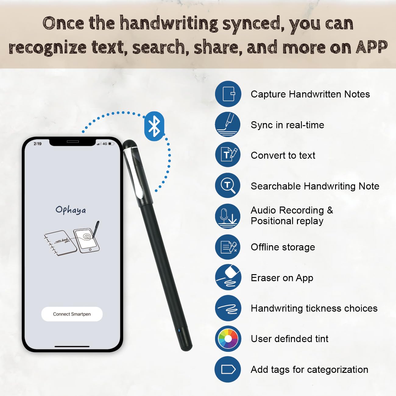 Ophaya Conjunto de caneta inteligente 2 em 1, inclui